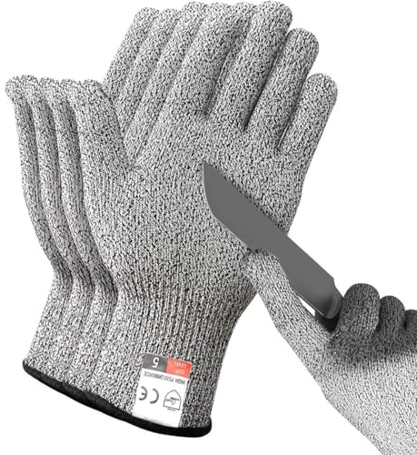 2 paia di guanti anti-taglio taglia M, morbidi e traspiranti, livello di protezione 5, guanti anti taglio coltello, guanti antitaglio