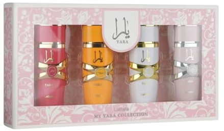 My Yara Collection Lattafa Coffret cadeau 4 parfums arabes pour femme 25 ml, parfum arabe pour femme, Yara, Yara Candy, Yara Tous, Yara Moi – Parfum arabe pour femme fruité, floral oriental (Yara Set