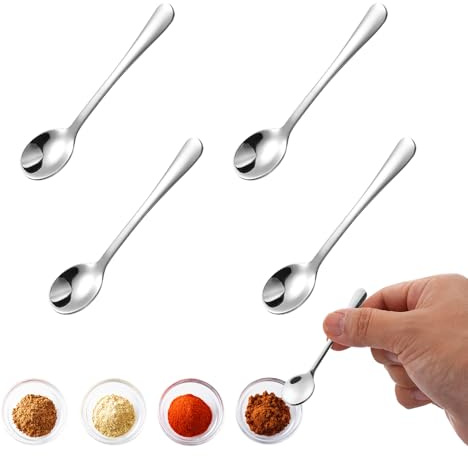 Espressolöffel Mini,7,5CM Kleine Löffel Edelstahl,Kleine Gewürzlöffe für Gewürze,Salz,Zucker,Honig,Teelöffel Espressolöffel Teelöffel,Praktische Tiny Scoops für Küche,Fun Little Scoops (4 Stück)