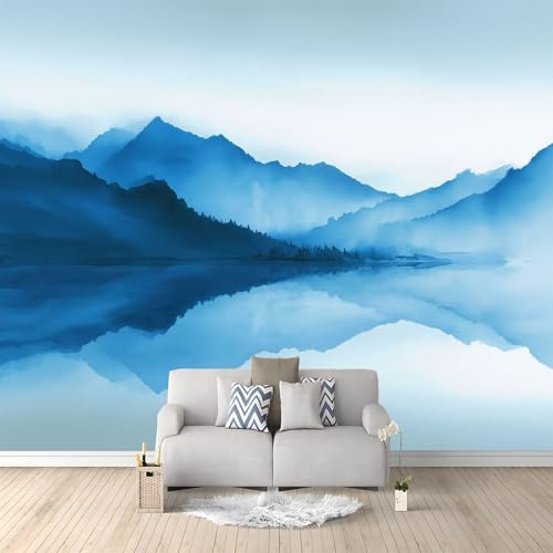 Papel Pintado Panorámico Pintura De Tinta Montaña 250x175 cm Fotomurales No Tejido, Murales Decoración Póster Pared Personalizado 3D Para Salón Dormitorio