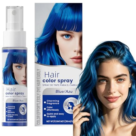 Blue Temporary Hair Spray | Washable Hair Spray | Non-Damaging Hair Chalk Spray | Crazy Blue Instant Color, Festival Party Halloween Makeup | Cruelty-Free Vegan