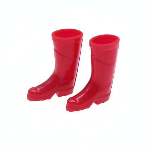 Qianly Puppen Regenstiefel aus elastisches Material BJD Puppenschuhe detailgetreu Mini Gummistiefel für Puppensammler, Bastler, Puppenhaus, Miniaturgarten, Rot