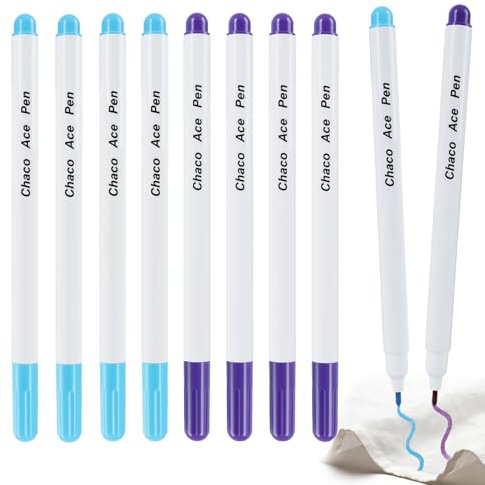 Maggasacca 10 Trickmarker Selbstlöschend & Wasserlöslich, Trickmarker Nähen Stoffmarkierstift für Kleidungsstücken Schneiderei Handarbeiten (5 Blau 5 Lila)