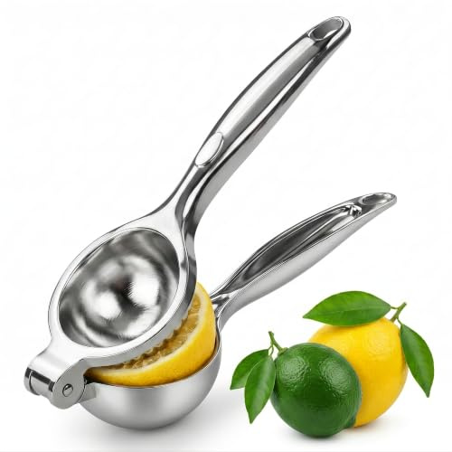 Exprimidor de limones de acero inoxidable, 7 cm, manual, exprimidor de limón, exprimidor de limas, apto para lavavajillas, duradero, para bar, cocina, restaurante