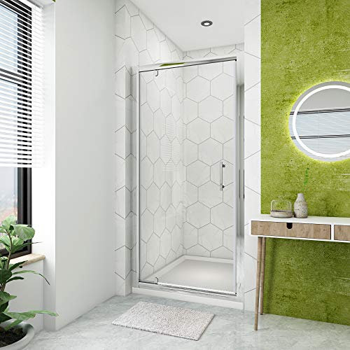ELEGANT 800mm Pivot Hinge Shower Door 6mm Safety Glass Reversible Shower Enclosure Cubicle