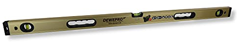 DEWEPRO Wasserwaage TOP-L 150cm mit 3 Libellen und 2 Handgriffe - Stabiles Aluminium-Profil - 2% Gefälle - Messtoleranz 0,3mm/m