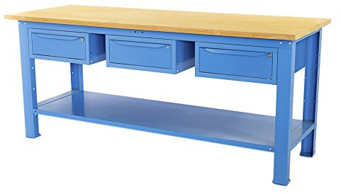 SOGI X3B-11_c BANCO DA LAVORO 2 mt. CON PIANO IN LEGNO + 3 CASSETTI SERIE INDUSTRIA