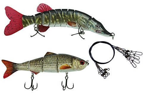 PetrisCatch 2er Wobbler Set + 4 Stahlvorfächer, 20cm Hecht + 15cm Rotauge, Owner Drillinge