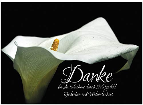 Einladungskarten Manufaktur Hamburg Trauer Danksagungskarten mit Umschlag | Motiv: Calla, 10 Stück | Dankeskarten Din A6 Set | Trauerkarten Danksagung Danke sagen