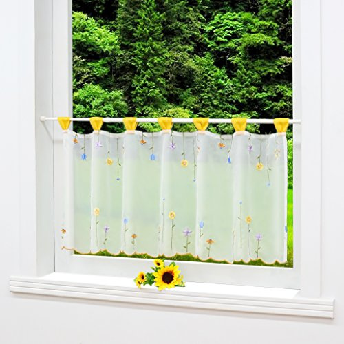 Joyswahl Voile Scheibengardine Transparente Bistrogardine »Augusta« mit Schlaufen Kaffee Stores Vorhang HxB 45x90cm #3 1er Pack