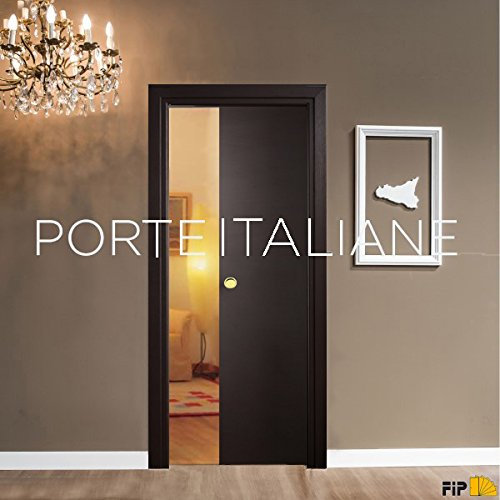 Porta porte scorrevole scomparsa interno muro da 90x210 Wenge con serratura