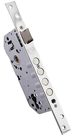 IFAM W900B.50CHN Einsteckschloss, quadratische Vorderseite, Nickel-Finish, Eingang 50 mm, Außentürschloss, Drücker, Zylinder und Schild im Lieferumfang enthalten, 5 Schlüssel, Sicherheit, Antihaken