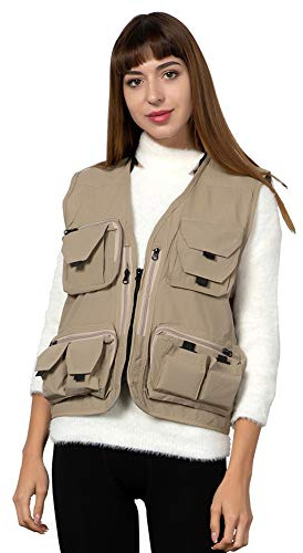 Ziker - Gilet da donna, in rete, traspirante, traforato, per fotografo, da pesca, con tasche, Donna, Kimly Cage, X-Large