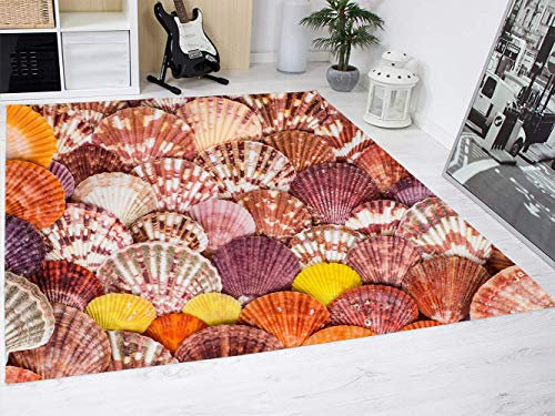 Teppich Bunte Muscheln Boden Zimmer PVC-Kunststoff vielfältige Maßnahmen: Teppich, PVC-Boden, Vinyl-Boden, Dekoration für Ihr Zuhause, modernes Design, Original, Kreative 95x95cm