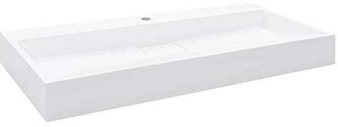 vidaXL Lavabo Resina Mineral/Mármol Baño Servicio Fregadero Pieza Fontanería Bricolaje Instalación Decoración Grifería Sanitario 100x46x11 cm Blanco