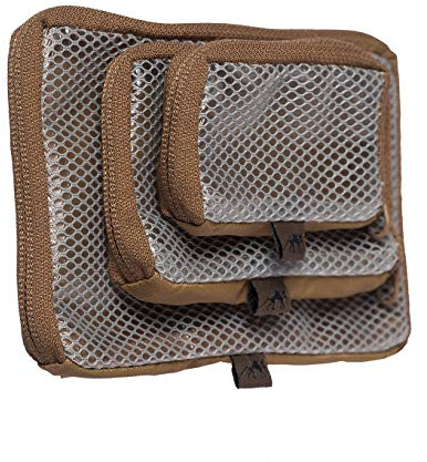 Tasmanian Tiger TT Mesh Pouch Set VL Rucksack Organizer Mesh Zusatz-Taschen Set in 3 Größen mit Klett-Rückseite (Coyote Brown)