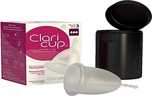 Claripharm - Claricup Coppa Mestruale, Scatola Di Trasporto E Sterilizzazione, Taglia, Trasparente, 3 Unità
