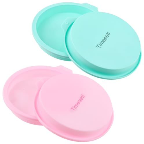 TIMESET 4 Pcs Layer Cake Pan Set, 6 Inch Silicone Round Cake Mold Rainbow Non-Stick Baking Tins for Jumbo Whoopie Pie Cake Vegetable Pancakes Taco Shells Pizza Crust Omelet Frittata, Resin Craft