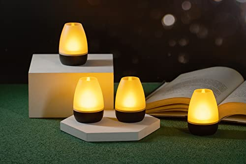 Northpoint LED Akku Lounge Lights 4er-Set mit Touchsensor Kabellos für Innen und Außen RGBW Flackereffekt mit Ladestation ca. 7 cm hoch (Schwarz Matt)