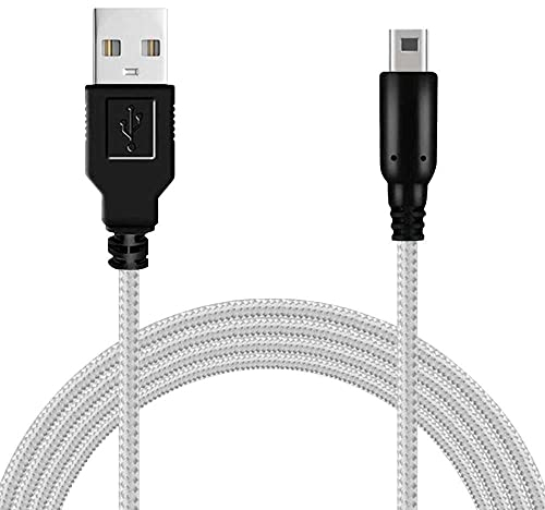 OcioDual Cable Chargeur 3ds, Cable 2DS XL, Câble de Chargement 2DS 1,5m, Chargeur 3DS XL, Compatible avec Console DSi et autres modèles, Alimentacion 2DS, Argent, Tressé