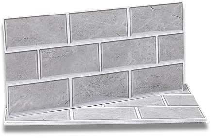 Fantasnight, Grau Fliesenaufkleber, Wasserfest Fliesenoptik Klebefliesen, Selbstklebend Fliesenfolie Küchenrückwand für Küche Bad 30 x 15 cm, 12 Stück
