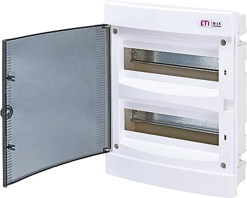 ETI Sicherungskasten Unterputz IP40 Verteiler Gehäuse transparente Tür für die Trockenraum Installation im Haus (2-reihig bis 24 Module)