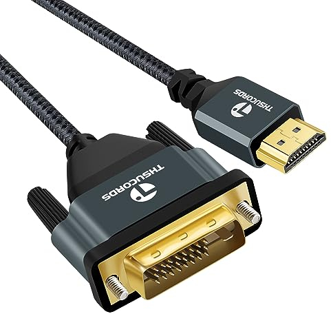 Thsucords 4K HDMI zu DVI Kabel 5M, Vergoldetes geflochtenes DVI zu HDMI Kabel Bidirektional kompatibel mit Projektor, Laptop, TV, PC, DVD Player
