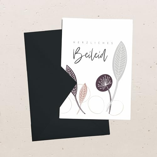 Christliche Trauerkarte “Herzliches Beileid”, Postkarte oder Grußkarte, auf Wunsch mit farblich passendem Briefumschlag, Format A6 (Postkarte mit Briefumschlag)