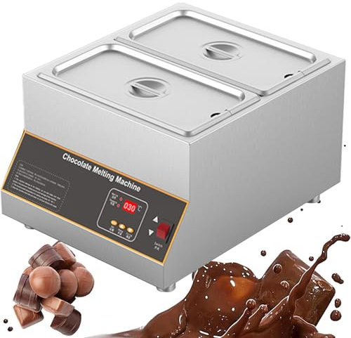 Máquina de Templado de Chocolate Calentador de Chocolate Automático Eléctrico Calentador de Líquidos Acero Inoxidable Capacidad Casa Comercial,2Tank