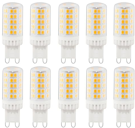 HUAMu Lampadina LED G9 7 W, 700 lumen, luce bianca calda 3000 K, lampadina alogena da 70 W, senza sfarfallio, angolo di diffusione di 360°, non dimmerabile, confezione da 10, 18 x 55 mm