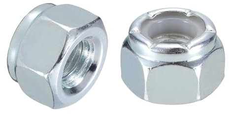 sourcing map 20Pcs 1/4-28 Nylon Insert Hex Lock Nuts, Carbon Steel Self-Locking Nylon Insert Stop Nut for Industrial Construction Fasteners, White&White