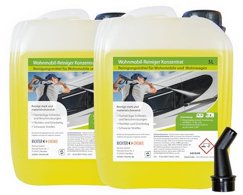Richter Chemie Wohnwagenreiniger Konzentrat 2 x 5L, Außenreiniger | Hochwirksamer Caravan Reiniger, Strahlend saubere Oberflächen, Wohnmobilreiniger, Caravanreiniger