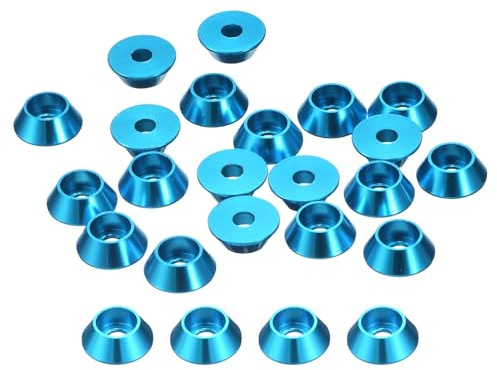 sourcing map M3 Lot de 20 rondelles à tête fraisée conique en aluminium anodisé pour accessoires mécaniques Bleu ciel
