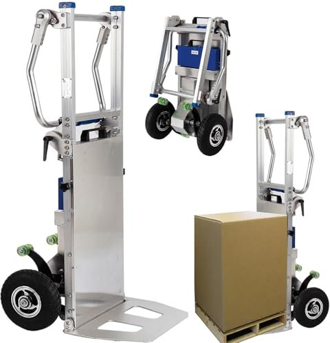 flatpincololee Aluminum Electric Stair Climbing Cart, New Folding Heavy Duty Hand Trucks with Removable Battery, Max Load 440lb, 10-60 Steps/min, for Easy up/Down Stairs, Save Manpower And Time