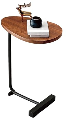 UUE Beistelltisch Holz, Kleiner Tisch C Form, Couchtisch klein, Mobiler Kaffeetisch, Laptoptisch, Sofatisch Walnuss für Wohnzimmer, Schlafzimmer, 36x30x62 cm