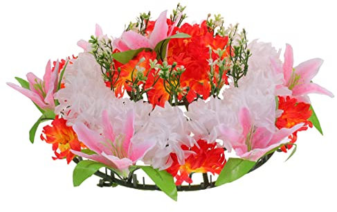 Cabilock Künstlicher Trauerkranz Mit Realistischer Chrysantheme Und Blume Langlebiger Grabkranz Für Beerdigungen Und Gedenkfeier Wetterfester Friedhofsgirlande in Zartem Rosa Für Grabdekora