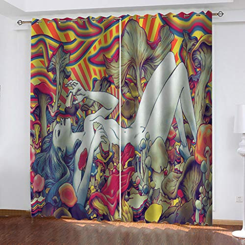 Abstrakte Körperkunst-Ösenvorhänge, 234 x 232 cm (B x L), Verdunkelungsvorhänge für Schlafzimmer und Wohnzimmer, superweich, wärmeisoliert, Geräuschreduzierung, Kinderzimmer-Vorhänge, 2 Paneele