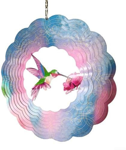 Charming 3D Wind Spinner Art for Gardens Decorazione in acciaio inox che ruota nel vento (colibrì)