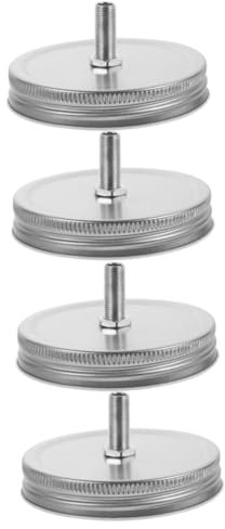 Ciieeo 2sets Stainless Steel Jar Lid for Oil Lamp Round Jar Lid Straw Hole DIY Halloween 2pcs*2