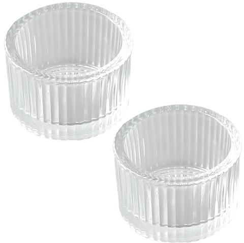 Qwrqwr Glass Tea Light Candle Holders Decorative Votive Set of 2 Clear Table Centerpiece for Home Wedding Party Decoration (Clear)