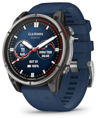 Garmin® quatix® 8, 47 mm, reloj inteligente GPS marino, pantalla AMOLED brillante, controles de plotter, linterna integrada, funciones de salud y bienestar 24/7