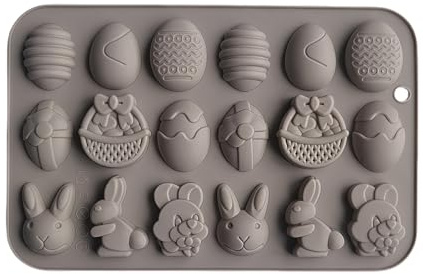 18 cavità coniglietti pasquali uova cioccolato silicone stampo per cottura alimenti facile rilascio design silicone Pasqua uova stampo
