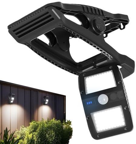 Hitburu Lumières Solaires à Clip Extérieur | Lampes Solaires Extérieures Étanches,Lampe à Pince Rotative à 360 Degrés pour Bord de Piscine, Clôture, Jardin et