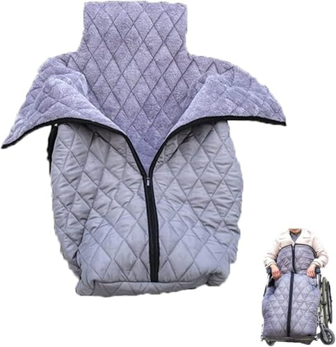 JuanNest Saco para Silla De Ruedas Mayores,Manta Térmica para Silla De Ruedas,Manta para Usuarios De Sillas De Ruedas para Adultos, Invierno,Manta Cortavientos para Silla De Ruedas De Medio Cuerpo A