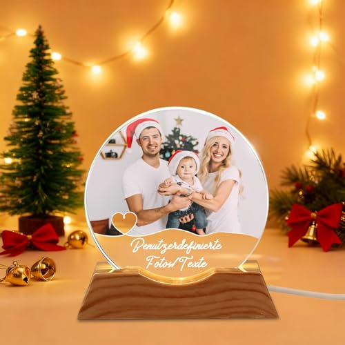 Personalisierter Schneekugel Weihnachtsdekorationen mit Foto Text Weihnachten Kristallkugel Fotorahmen für Familie Männer Frauen (Personalisierte Fotos 2)