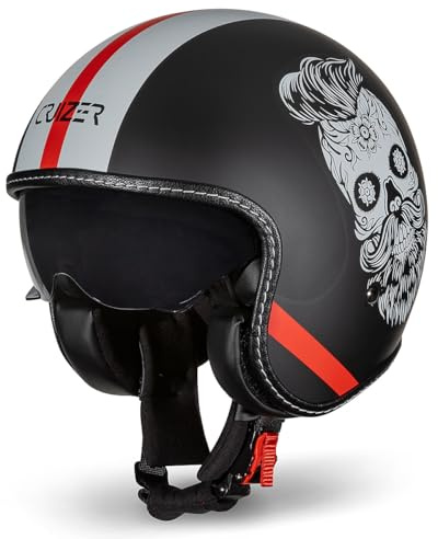 CRUIZER Casco Moto Scooter Custom Omologato MEXICAN Visiera a Scomparsa