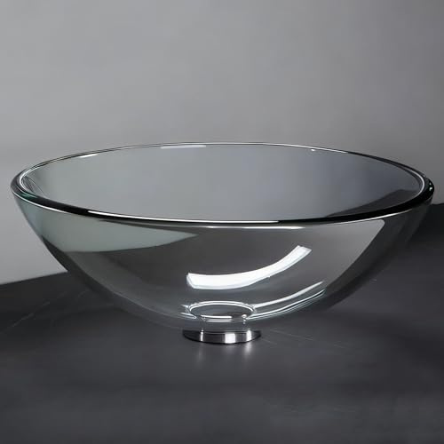 ZYCDP Lavabo Bagno in Vetro Temperato Rotondo 420 X 420 X 145 mm Senza Foro Per Rubinetto Nero