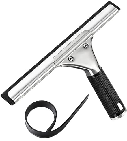 Window Squeegee, Window Cleaning Squeegee Stainless Wiper | Small Window Squeegee with Rubber Blade, Window Cleaner Squeegee for Bathroom Glass Door Mirror Car Tiles