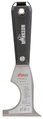 MARKSON Putty Knife 5 in 1 with Nylon Hammer End Handle, Spackle Knife, Caulk Removal Tool, Paint Can Opener, Paint Remover from Wood, Wallpaper Scraper