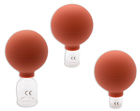 Schröpfglas | mit Saugball | und Olive | Mini Schröpfset | Praktisches 3er Set | 1,0cm, 1,5cm und 2,0cm